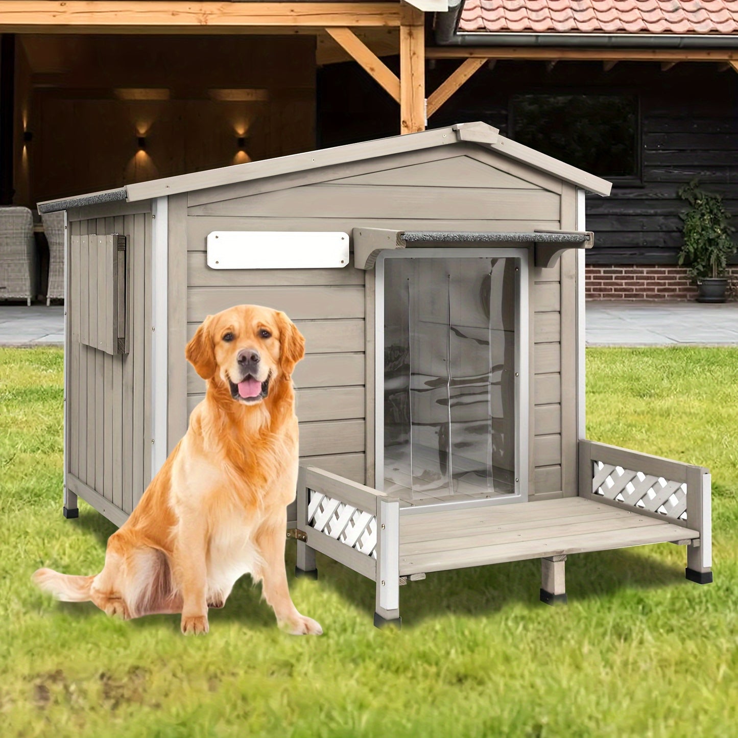Weatherproof Bite Resistant Outdoor Indoor Dog House Deck
