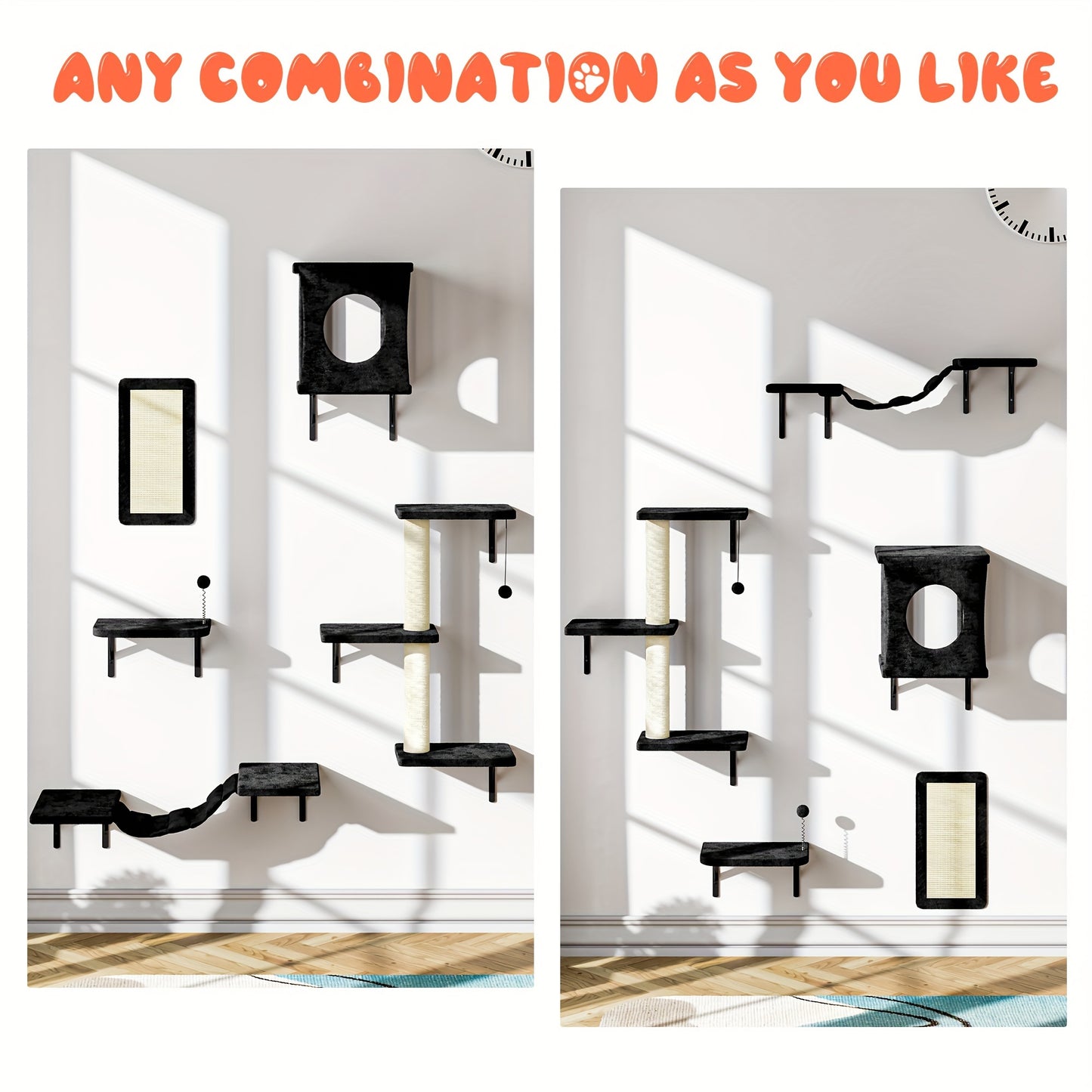 Modern Cat Wall Shelves 5pcs Cat Climber Floating Perch Set