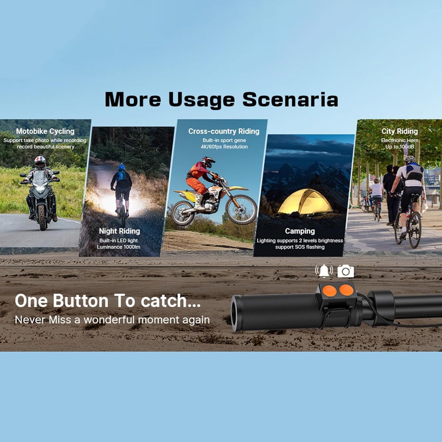 4K 60FPS Multifunction Bike Camera With 32G Memory Card