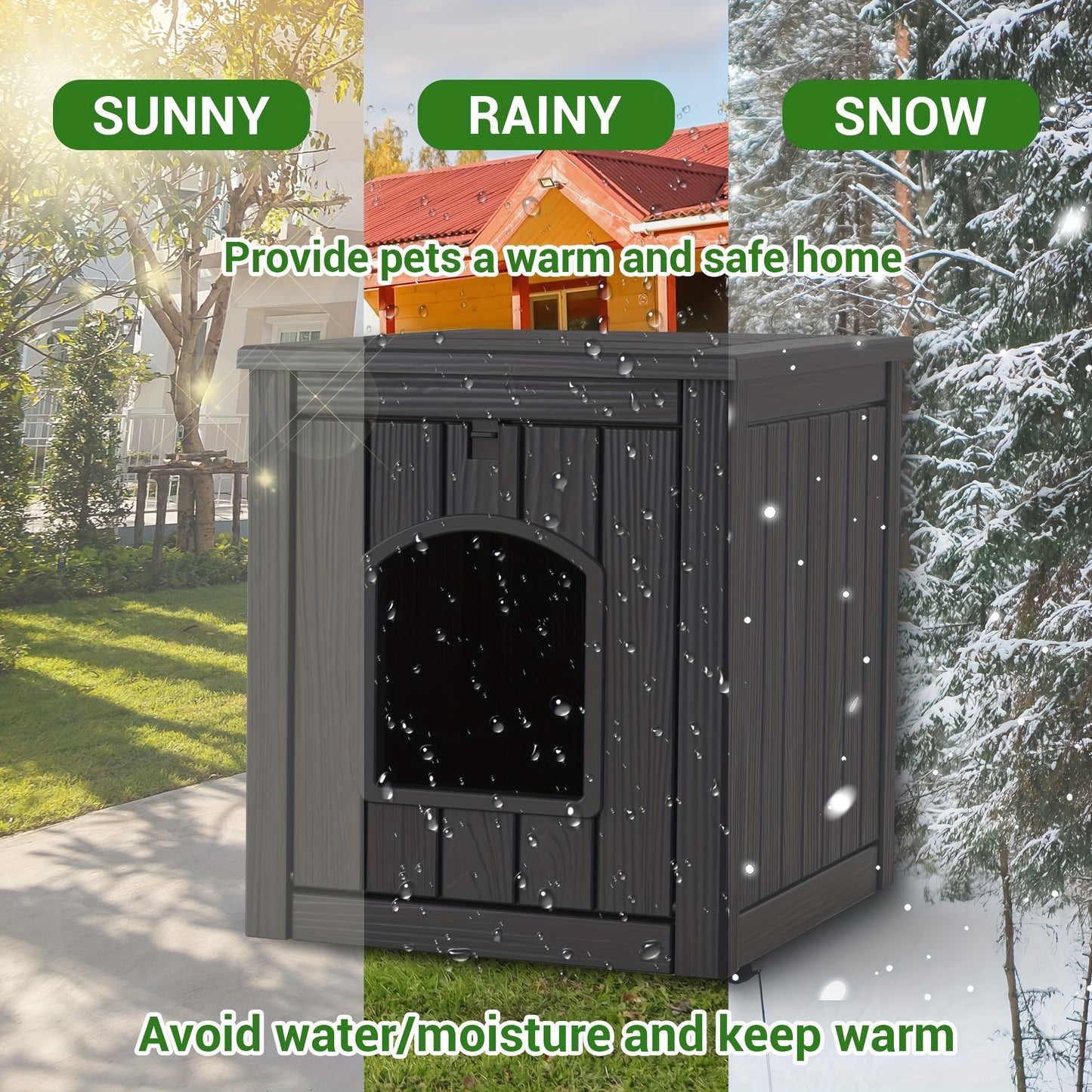 Weatherproof Resin Outdoor Dog House for Small Dogs