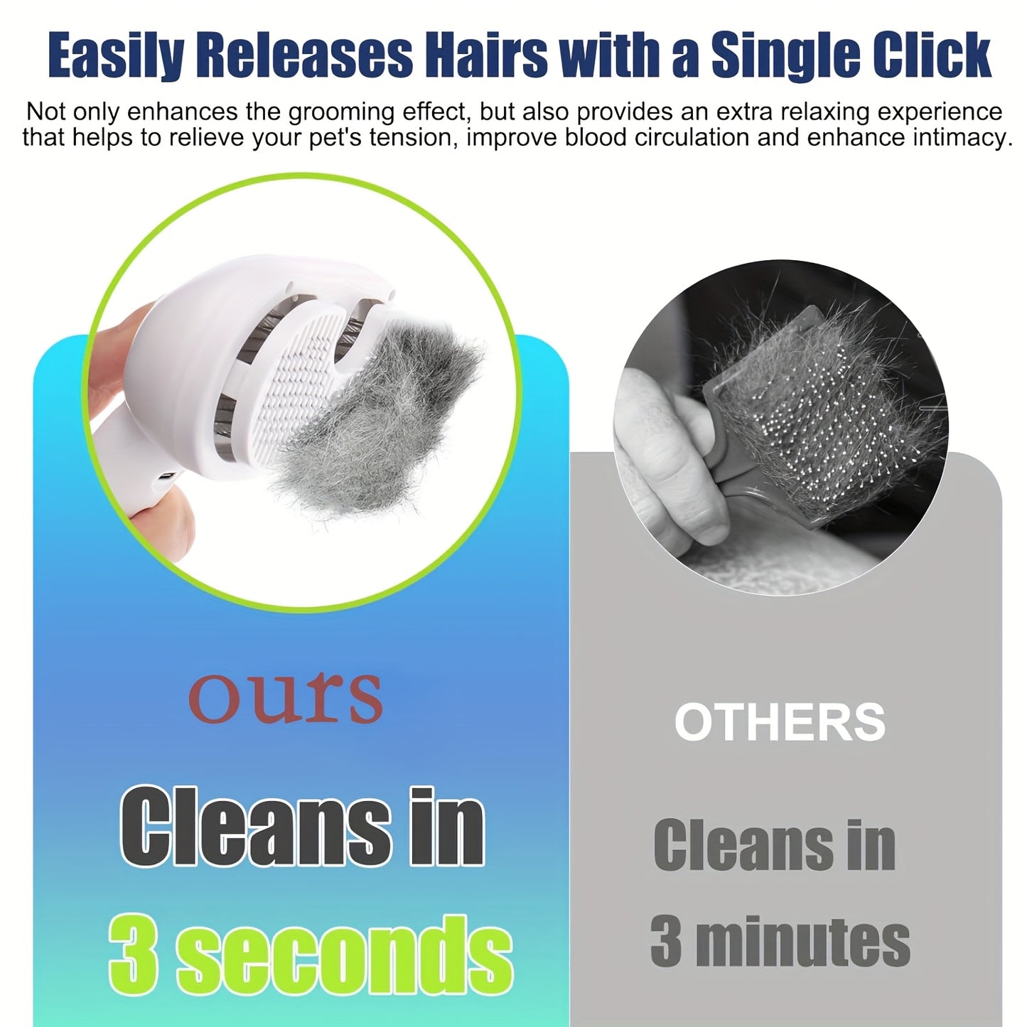 Pet Deshedding Brush 3 In 1 Self Cleaning USB Charging