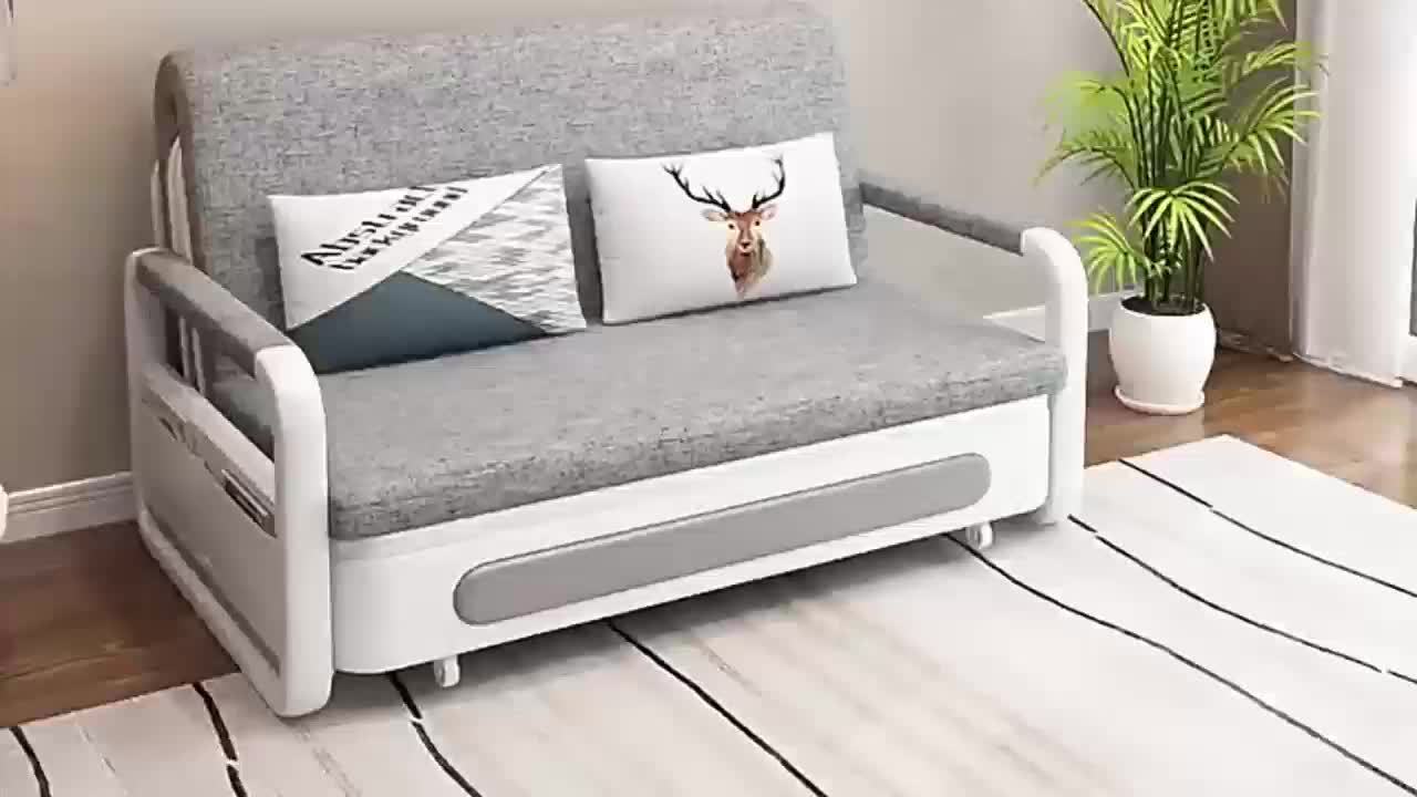 Minimalist Stretchable Sofa Bed with Built-In Storage for Small Spaces