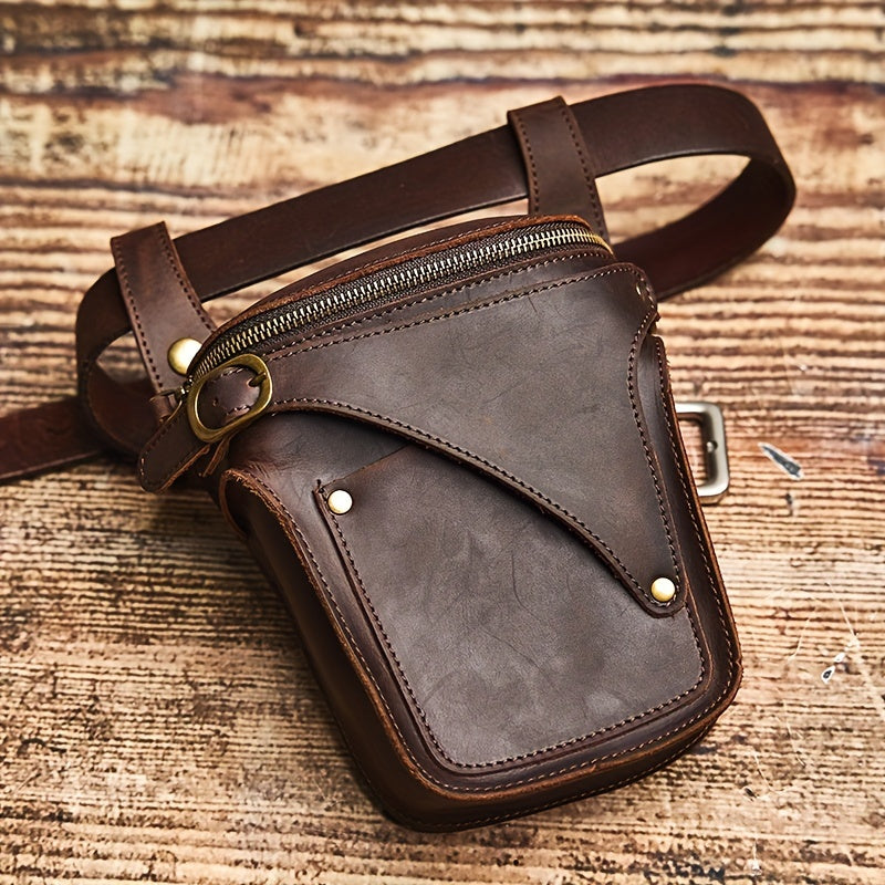 Genuine Leather Unisex Waist Pouch for Travel and Everyday Use