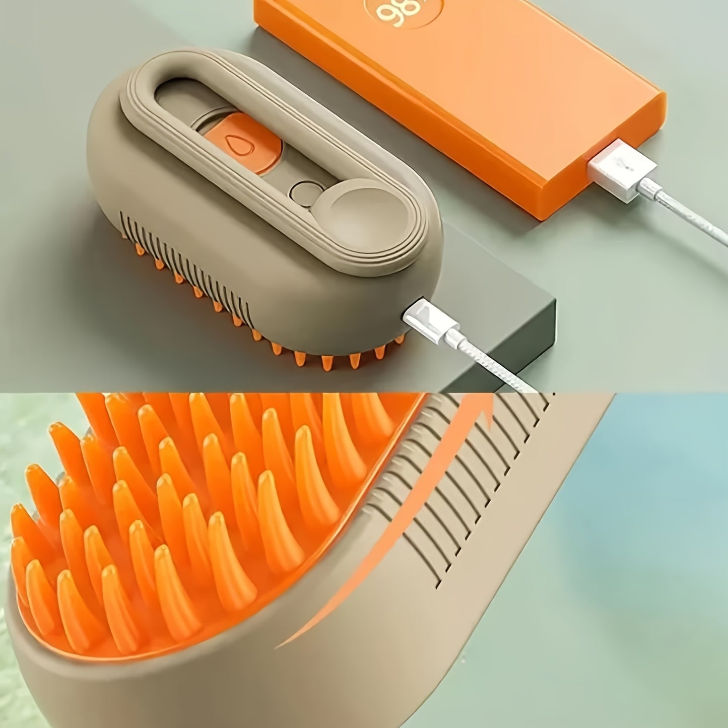 3In1 Pet Steam Brush With USB Charging Rotating Cat Dog