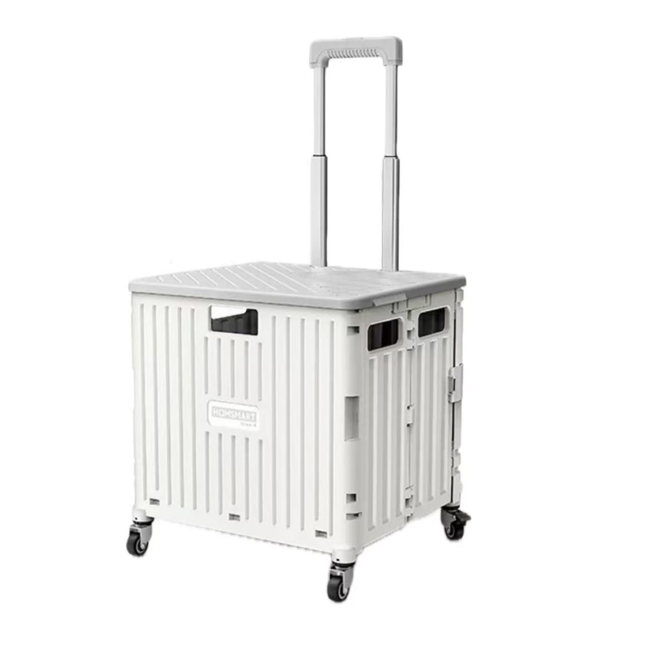 Foldable Rolling Cart With Telescopic Handle And Wheels