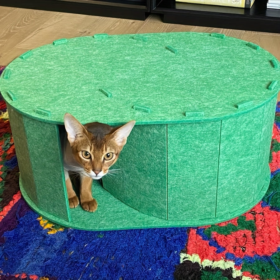 Felt Pet Nest Tunnel Bed with Scratching Board and Toy