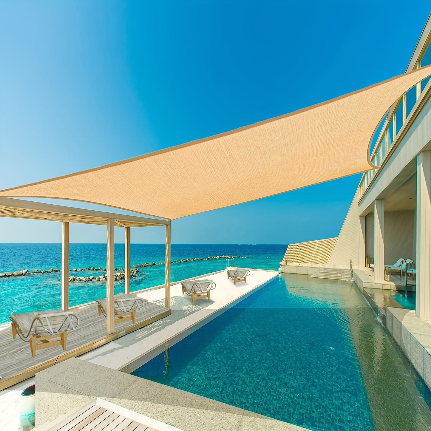 UV Block Rectangle Shade Sail by Unknown Brand for Outdoor Use