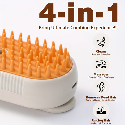 3In1 Pet Steam Brush With USB Charging Rotating Cat Dog