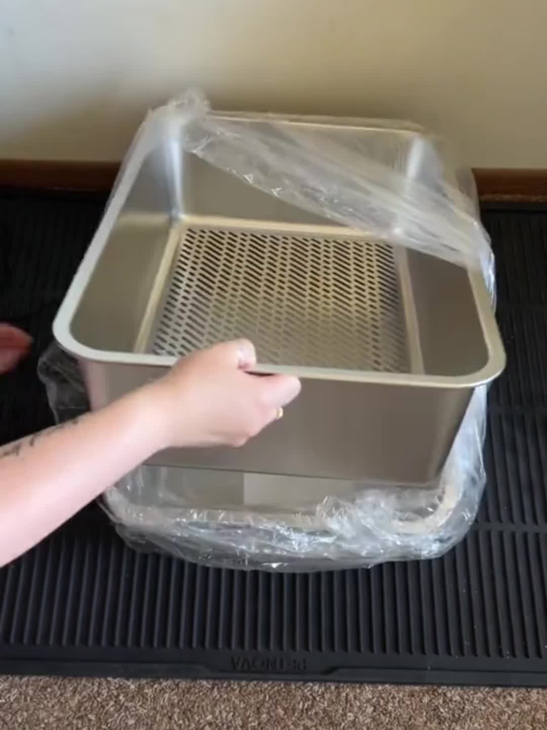 Stainless Steel Sifting Litter Box For Cats Easy Clean