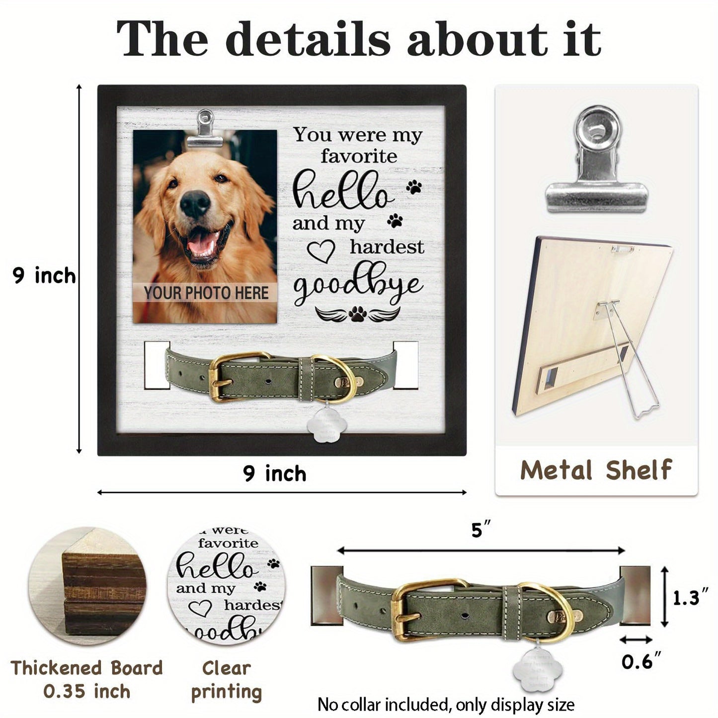 Pet Memorial Frame Stand Recycled Wood Keepsake For Dogs