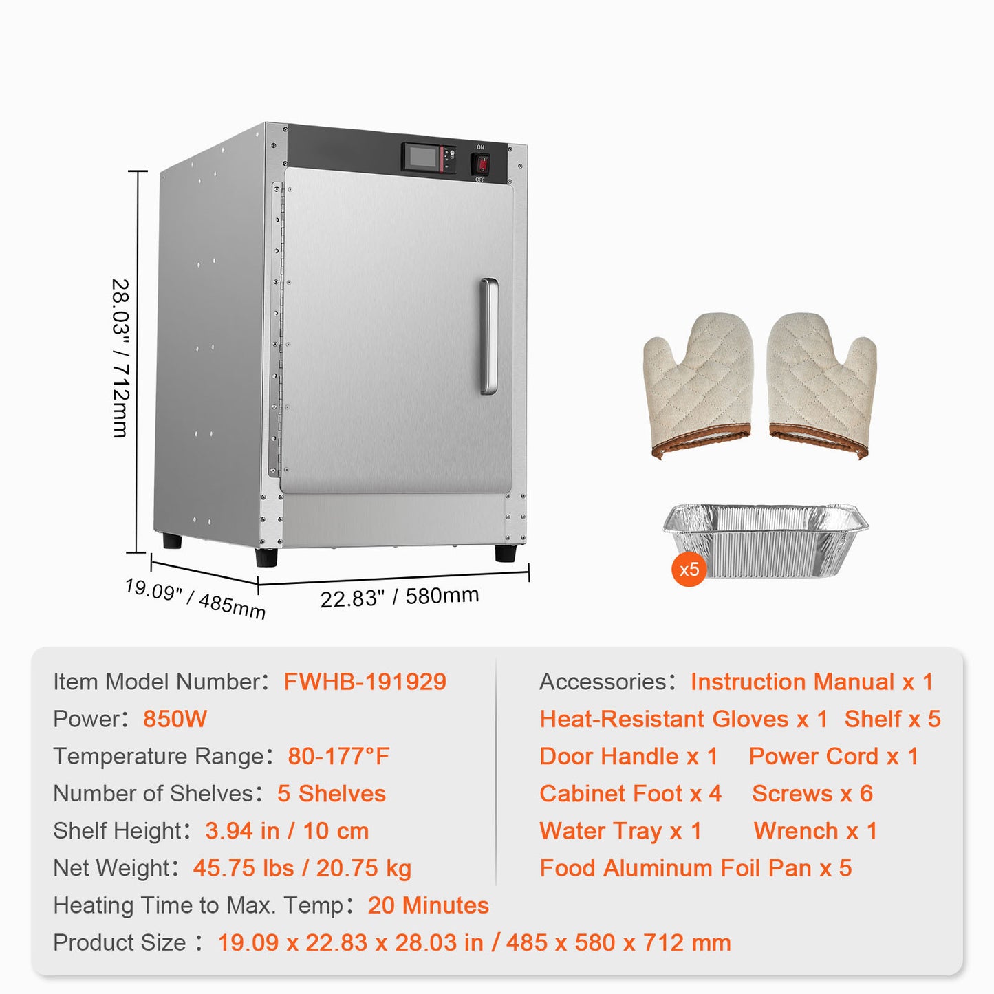 Hot Box Food Warmer 5 Tier Concession Warming Cabinet
