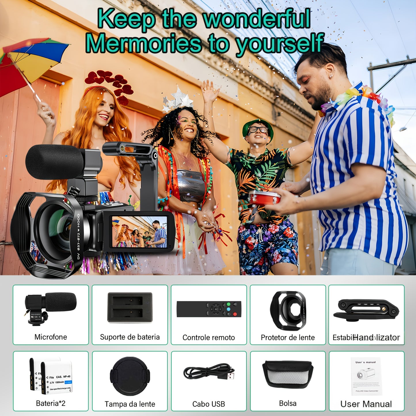 64MP Camcorder With WiFi Live Streaming IR Night Vision
