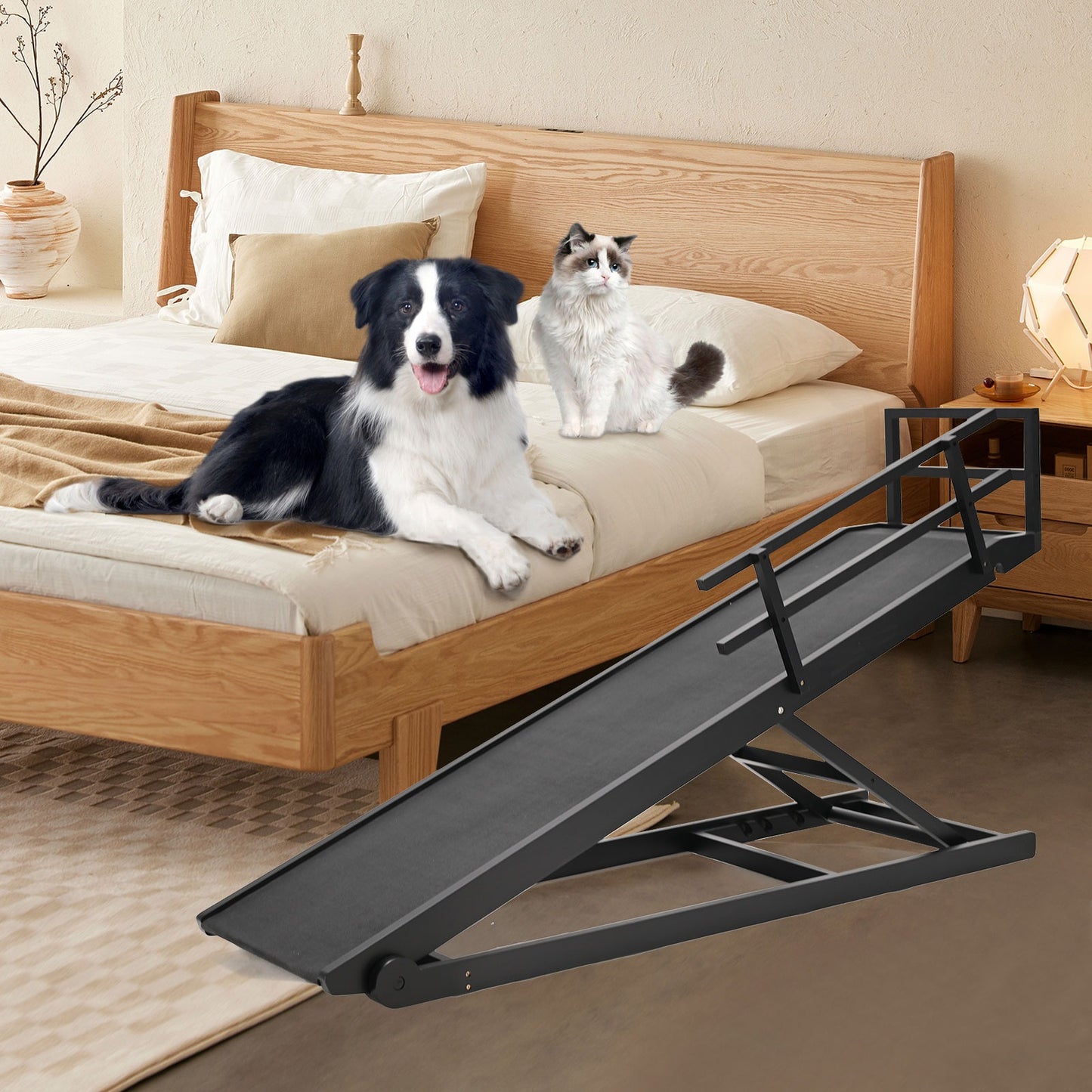 Adjustable Wooden Dog Ramp For Beds Couches And SUVs