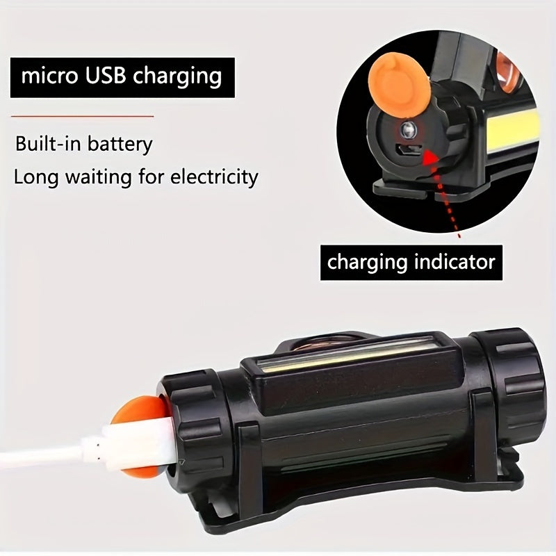 LED Headlamp USB Rechargeable Adjustable Strap For Hiking