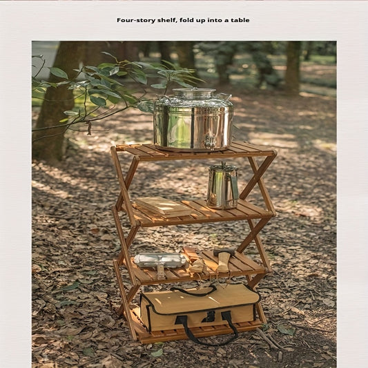 Foldable Wooden Camping Table Dual Purpose Outdoor Use