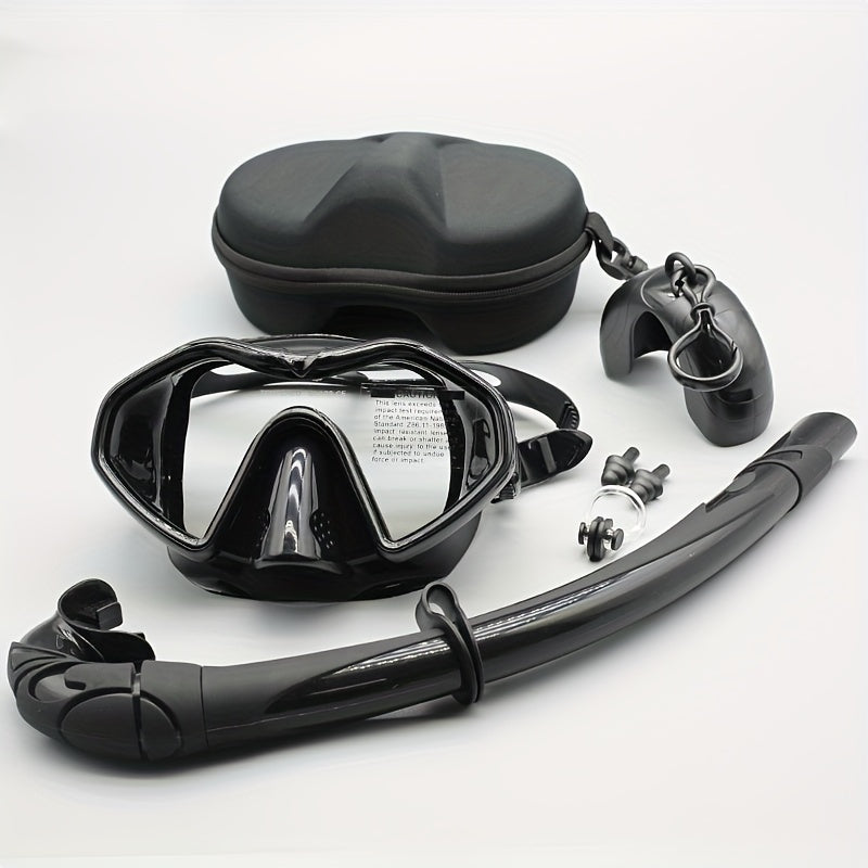 Anti Fog Waterproof Adult Snorkel Set Large View Glass Mask