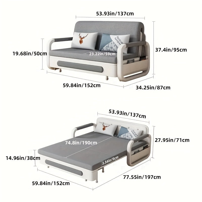 Minimalist Stretchable Sofa Bed with Built-In Storage for Small Spaces
