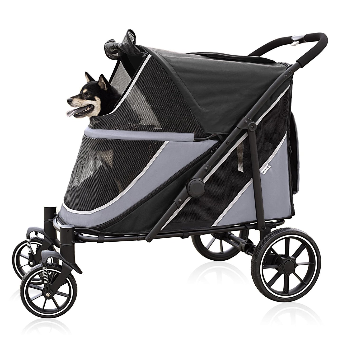 Heavy Duty Dog Carrier Stroller With Folding Wheels
