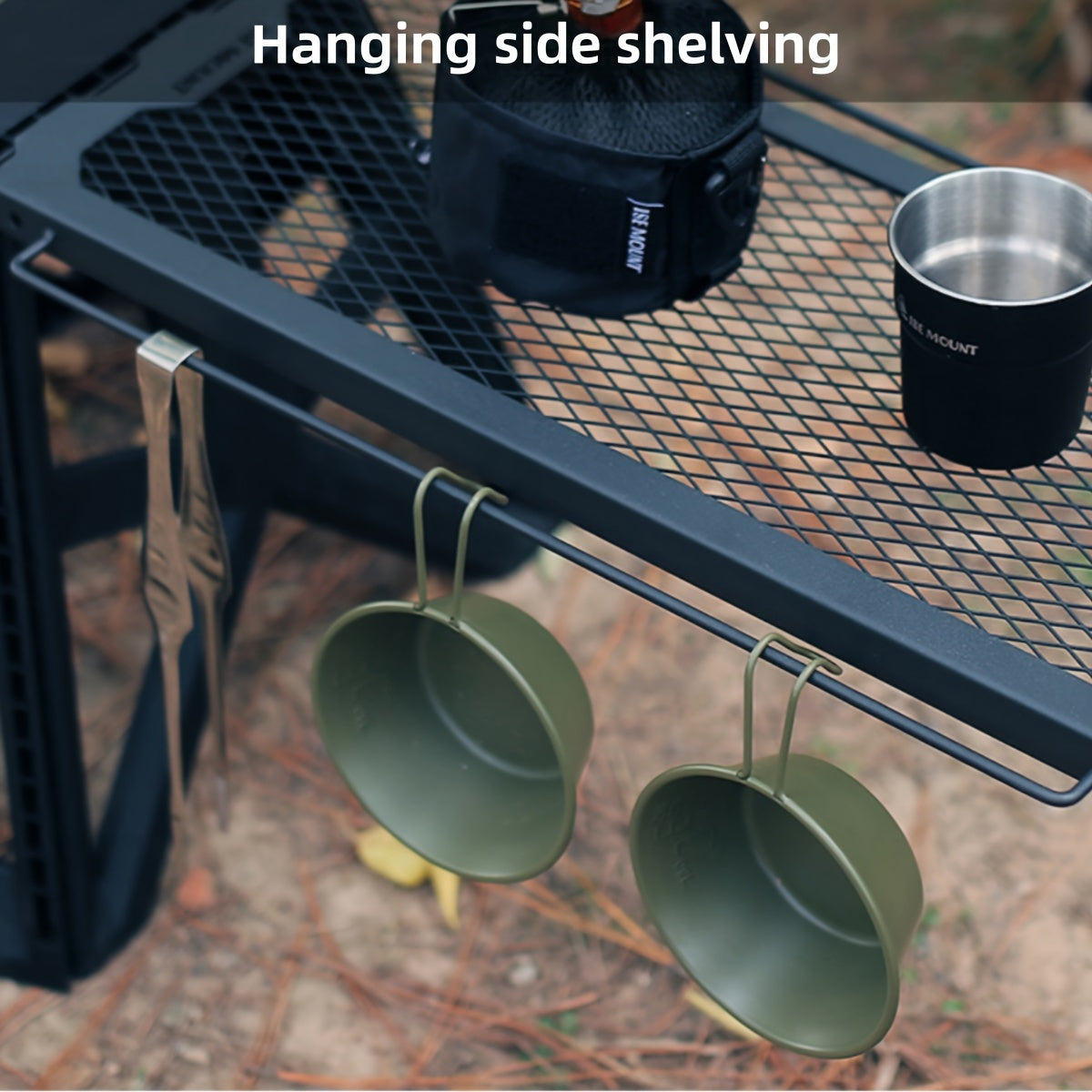 Folding Camping Table with Multi-Functional Storage and Hanging Features