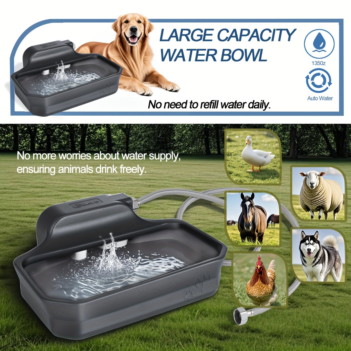 Automatic Dog Water Fountain Drinking Area Splash Proof