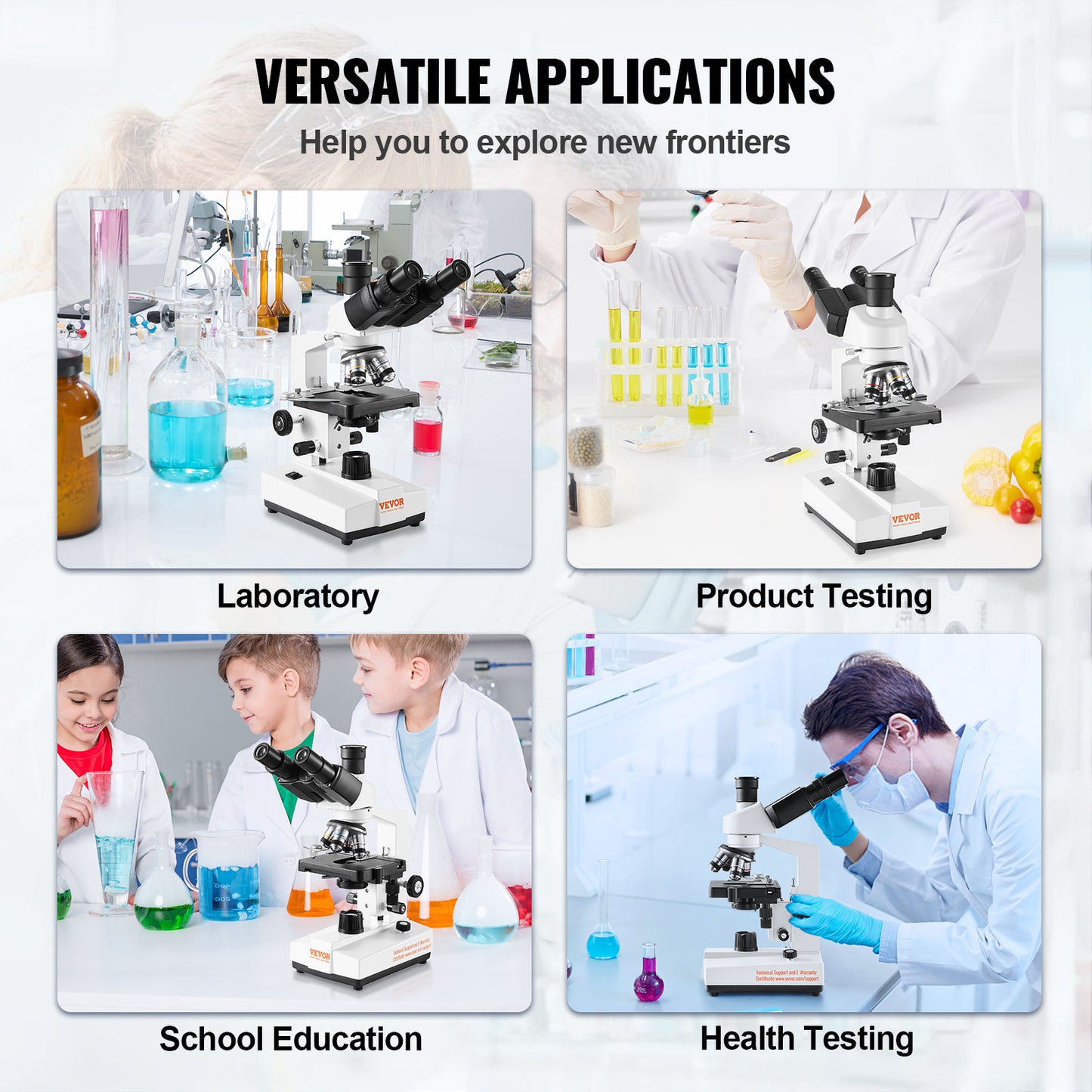 Trinocular Compound Microscope 40X 5000X LED Illumination