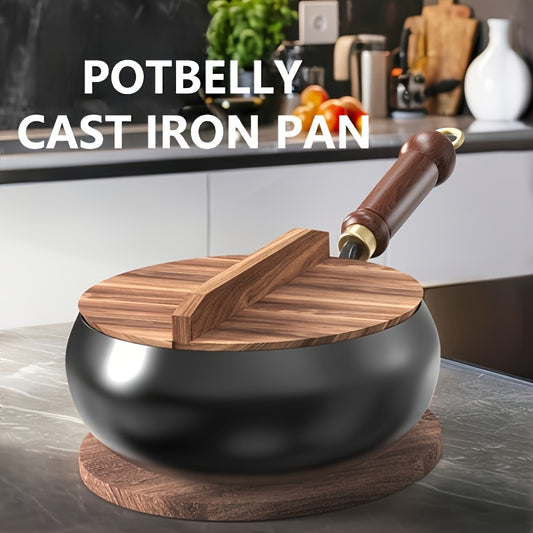 Heavy Duty Cast Iron Pan With Lid For Even Heat And Searing