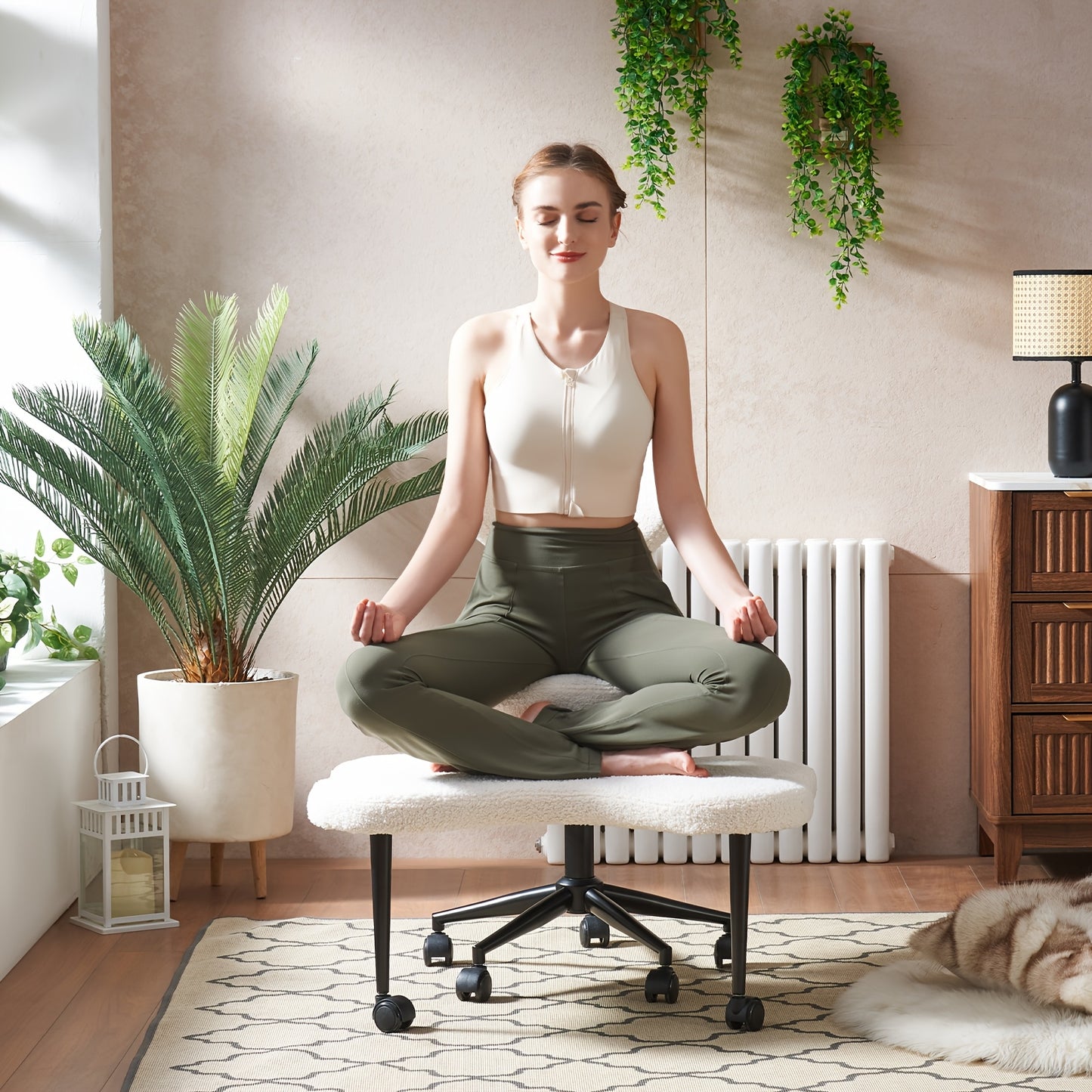 Pinmoco Ergonomic Cross Legged Meditation Chair with Wheels