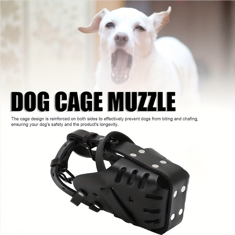 Comfortable Adjustable Faux Leather Dog Muzzle for Training