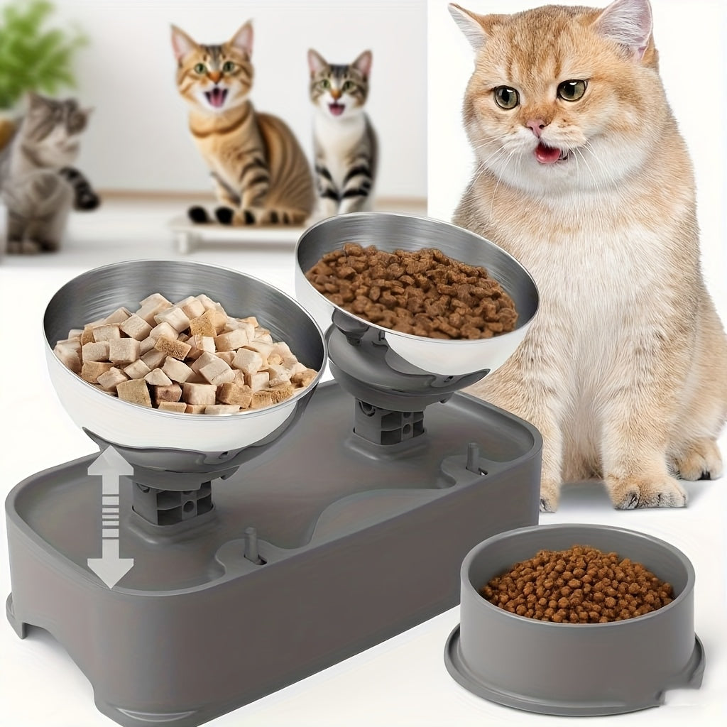 Raised Cat Bowl Adjustable Height And Tilt Stainless Steel