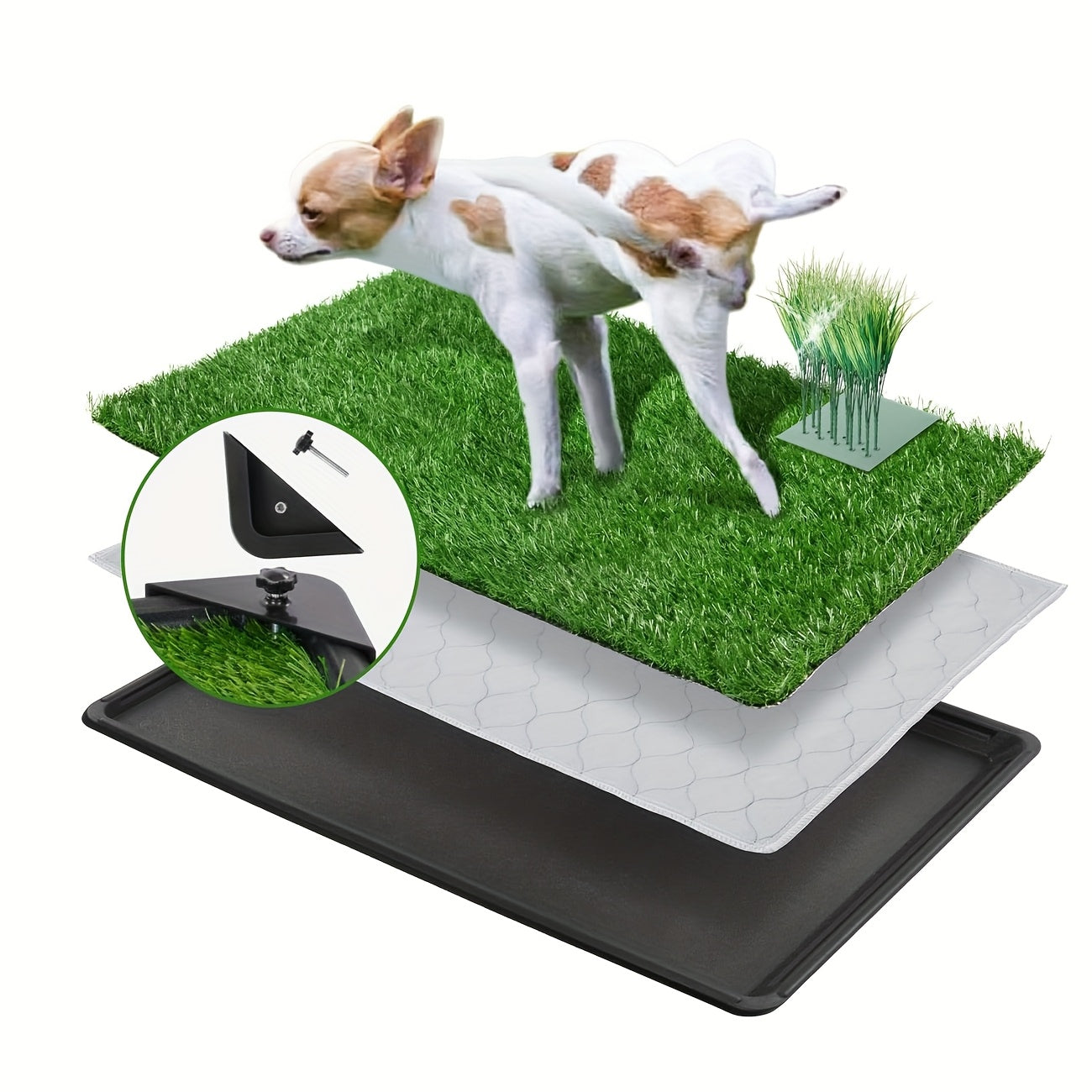 Dog Training Pads with Tray and Pee Baffle Reusable Grass