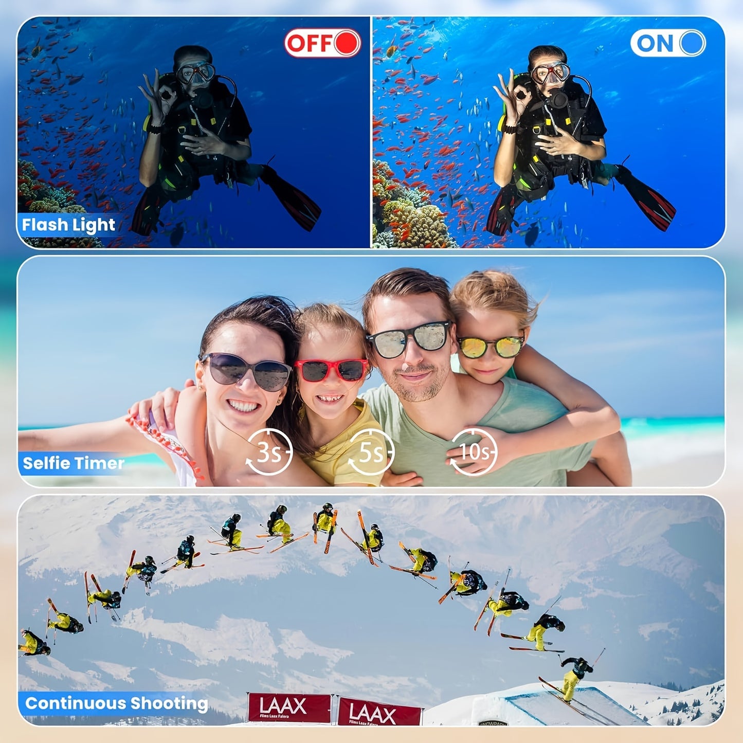 Dingetu Underwater Digital Camera Floating 10ft Selfie