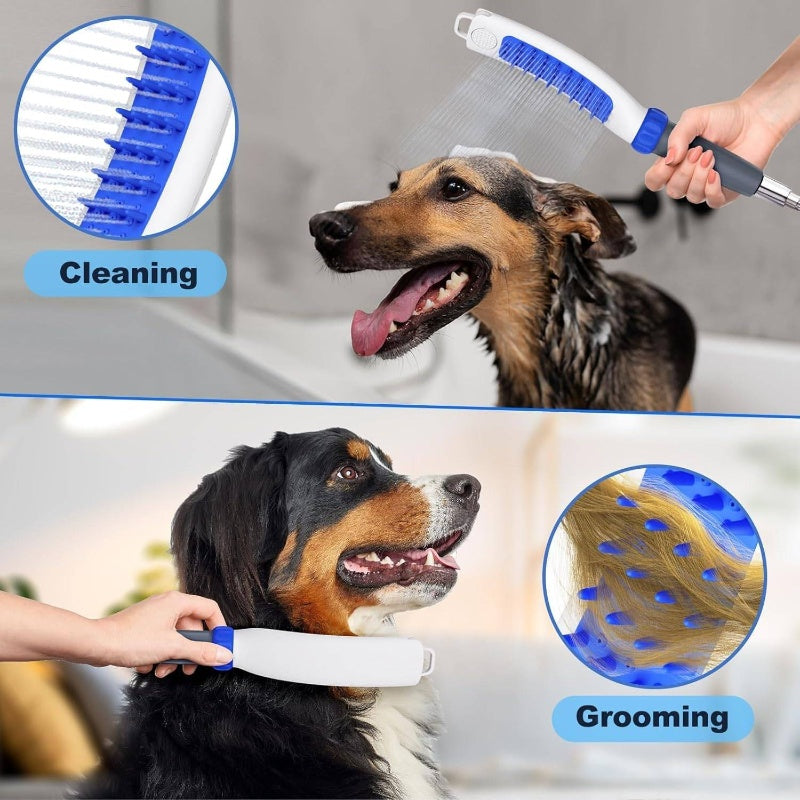 Dog Shower Attachment With Bristles Deshedding Massaging Hose