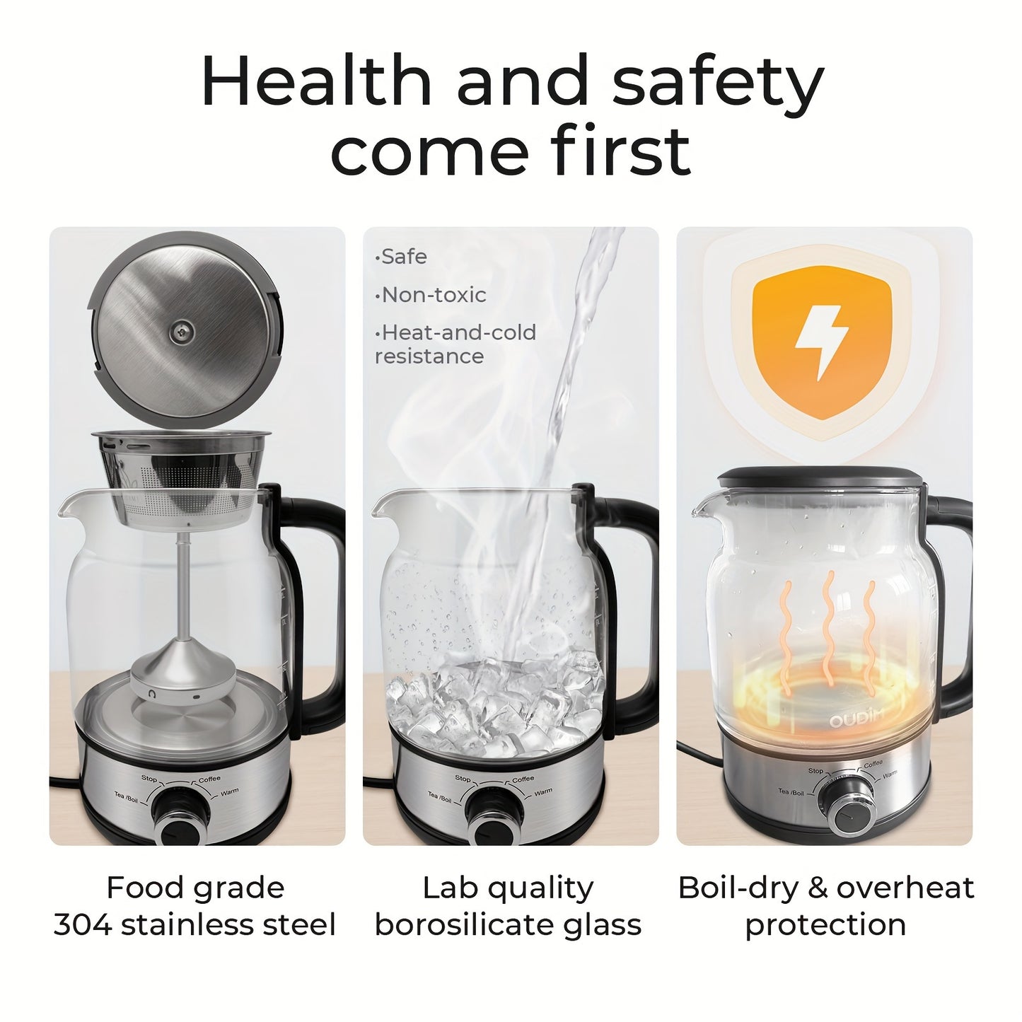 Electric Kettle Tea Pot Keep Warm Safety Protection