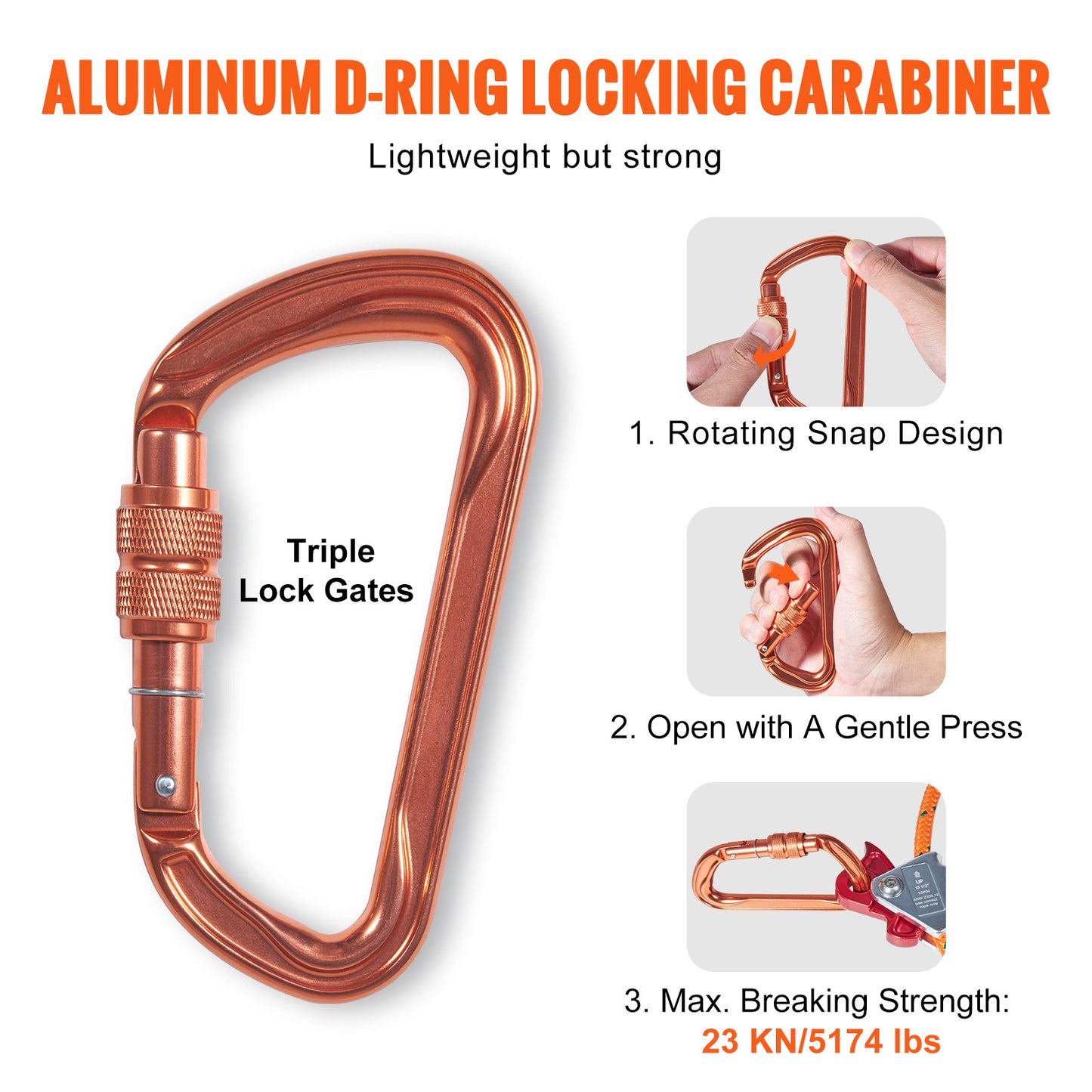 Steel Core Arborist Flipline With Snap Hook And Carabiner