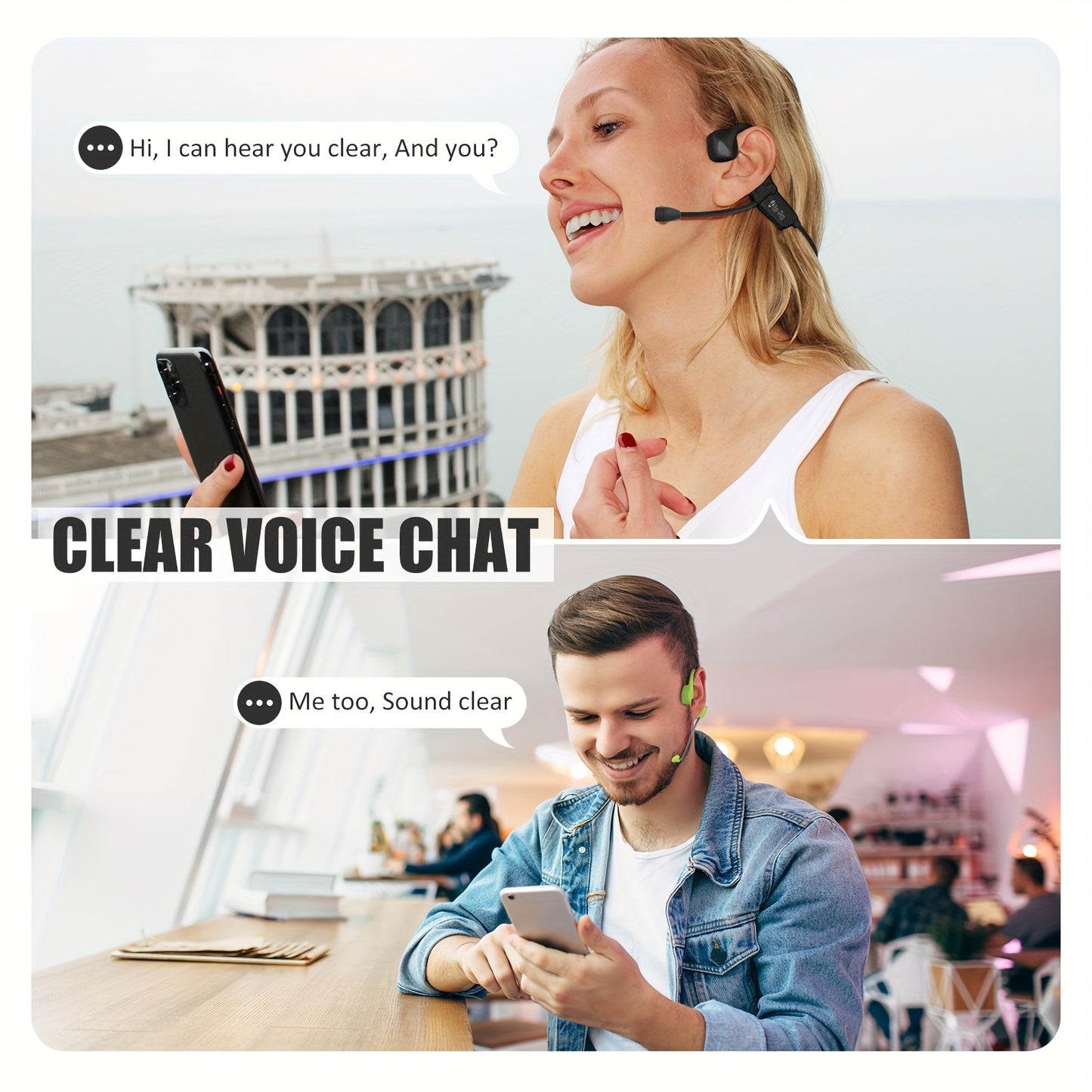 Wireless Bone Conduction Headphones With Microphone