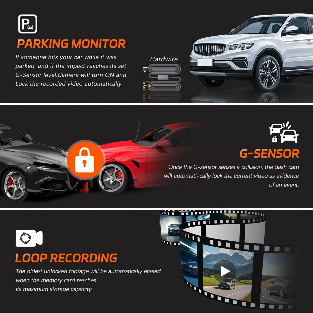 4K Dash Cam Car DVR Mirror Touch Screen Night Vision