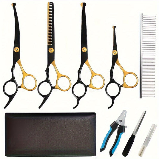 Dog Grooming Scissors Kit EightInOne With Safety Round Tip