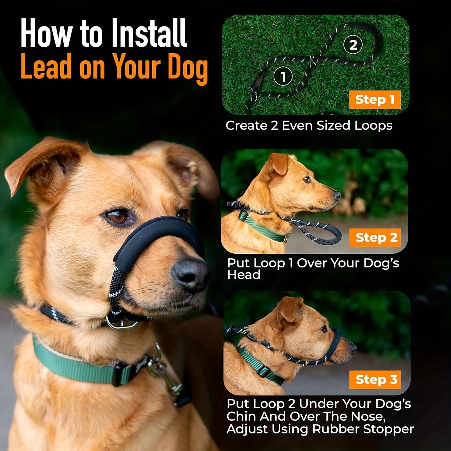 Integrated Anti-Pull Dog Leash With Bite-Resistant Rope