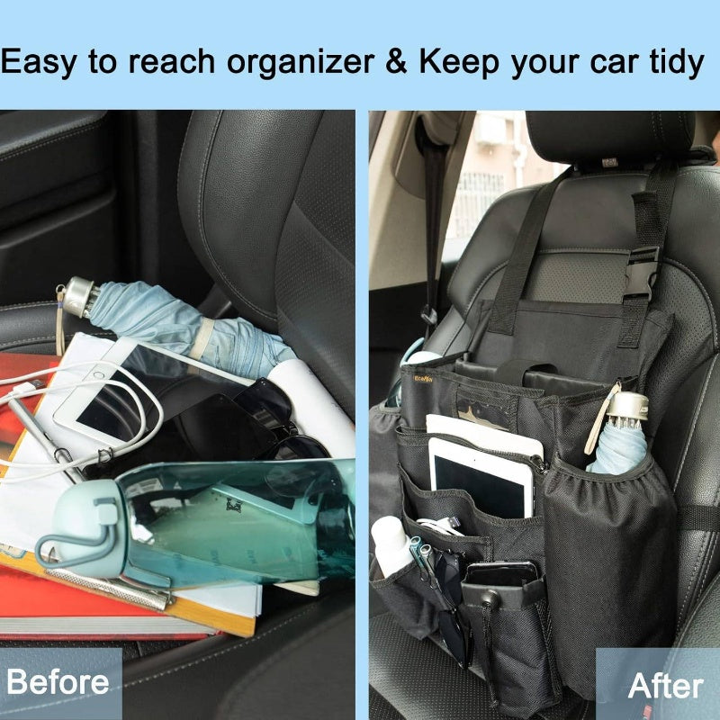 Car Seatback Organizer With Tablet And Laptop Compartment