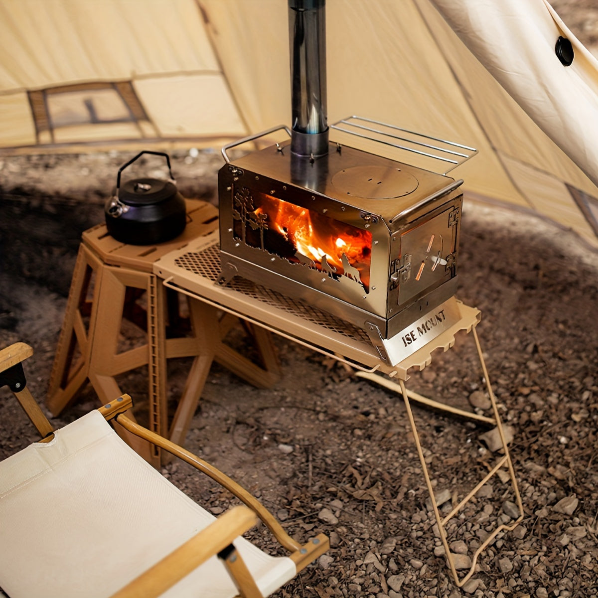 Folding Camping Table with Multi-Functional Storage and Hanging Features