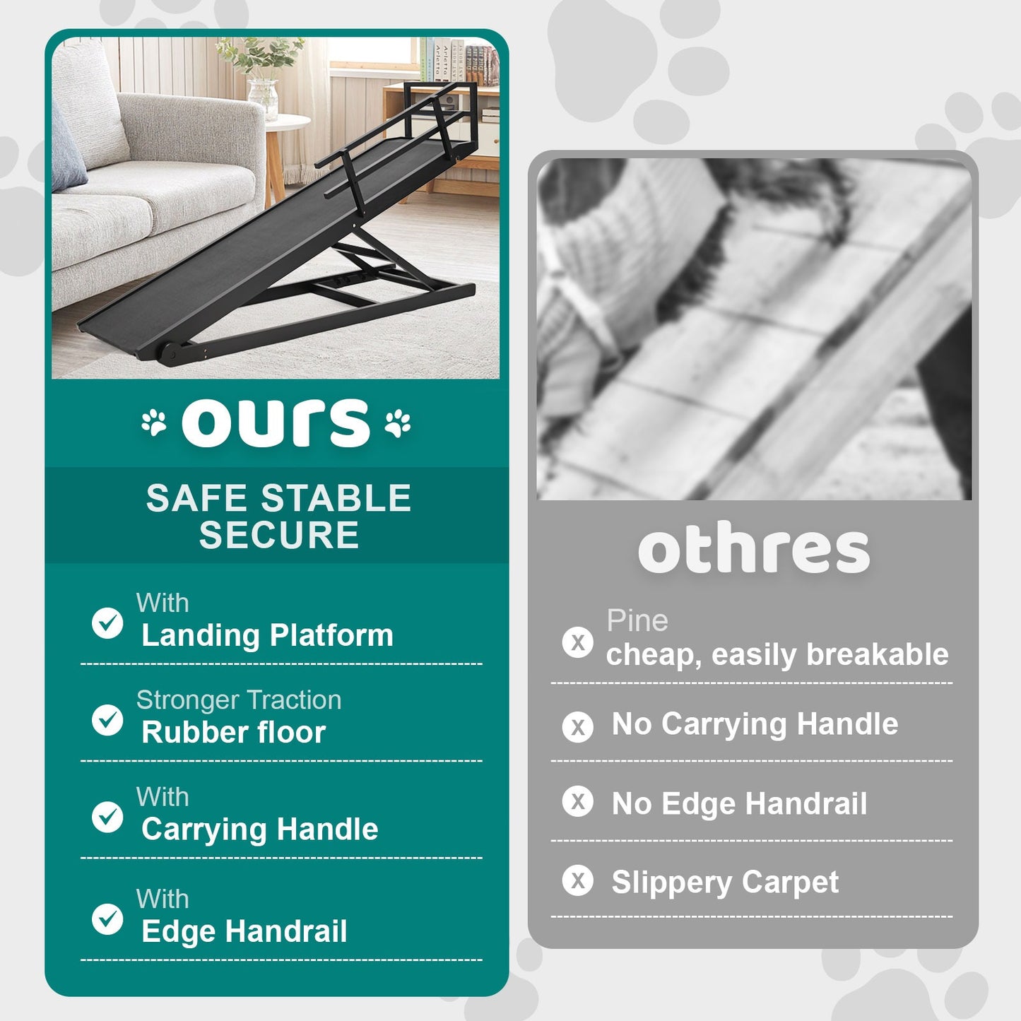 Adjustable Wooden Dog Ramp For Beds Couches And SUVs