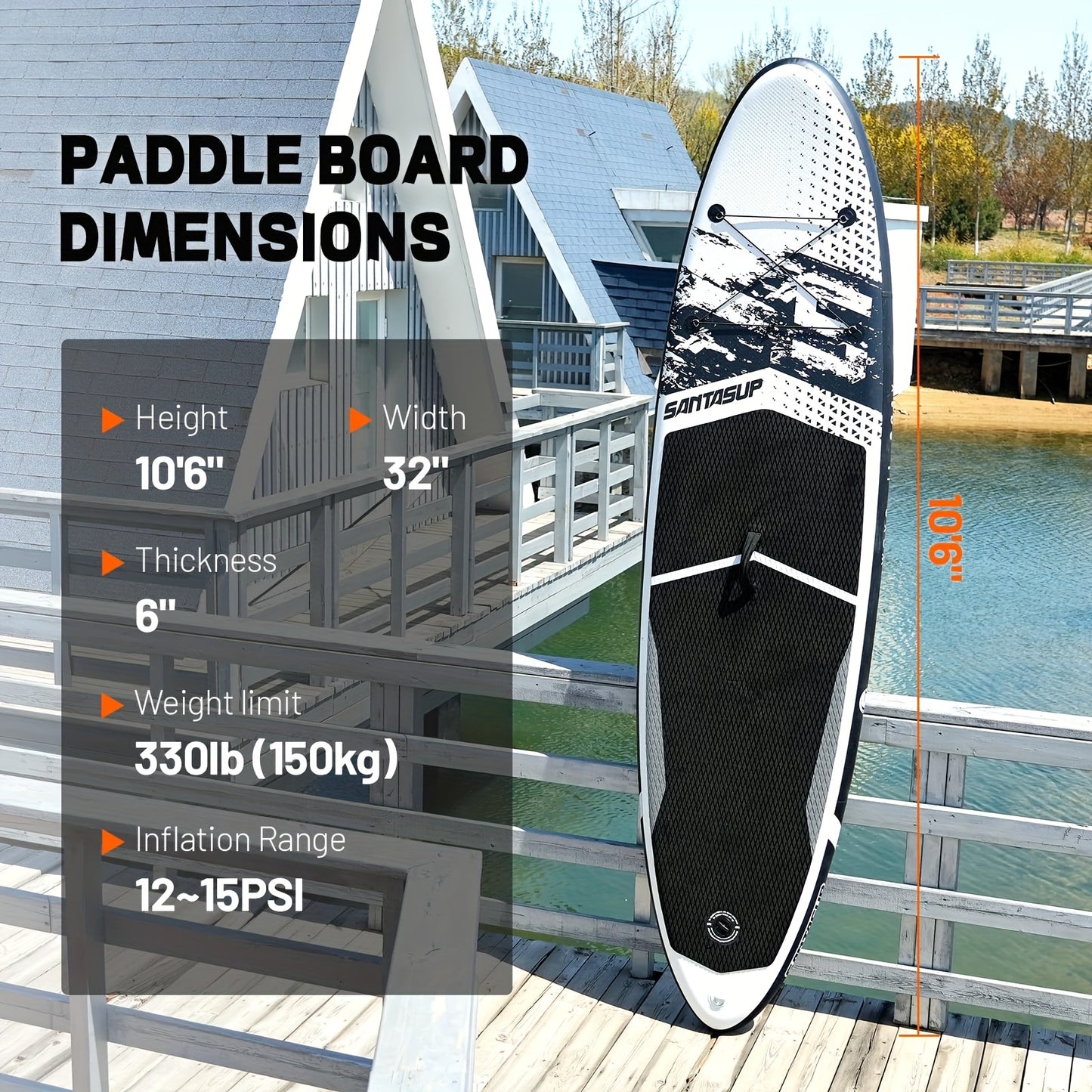 10'6" Extra Wide Inflatable Stand-Up Paddleboard Kit with Accessories
