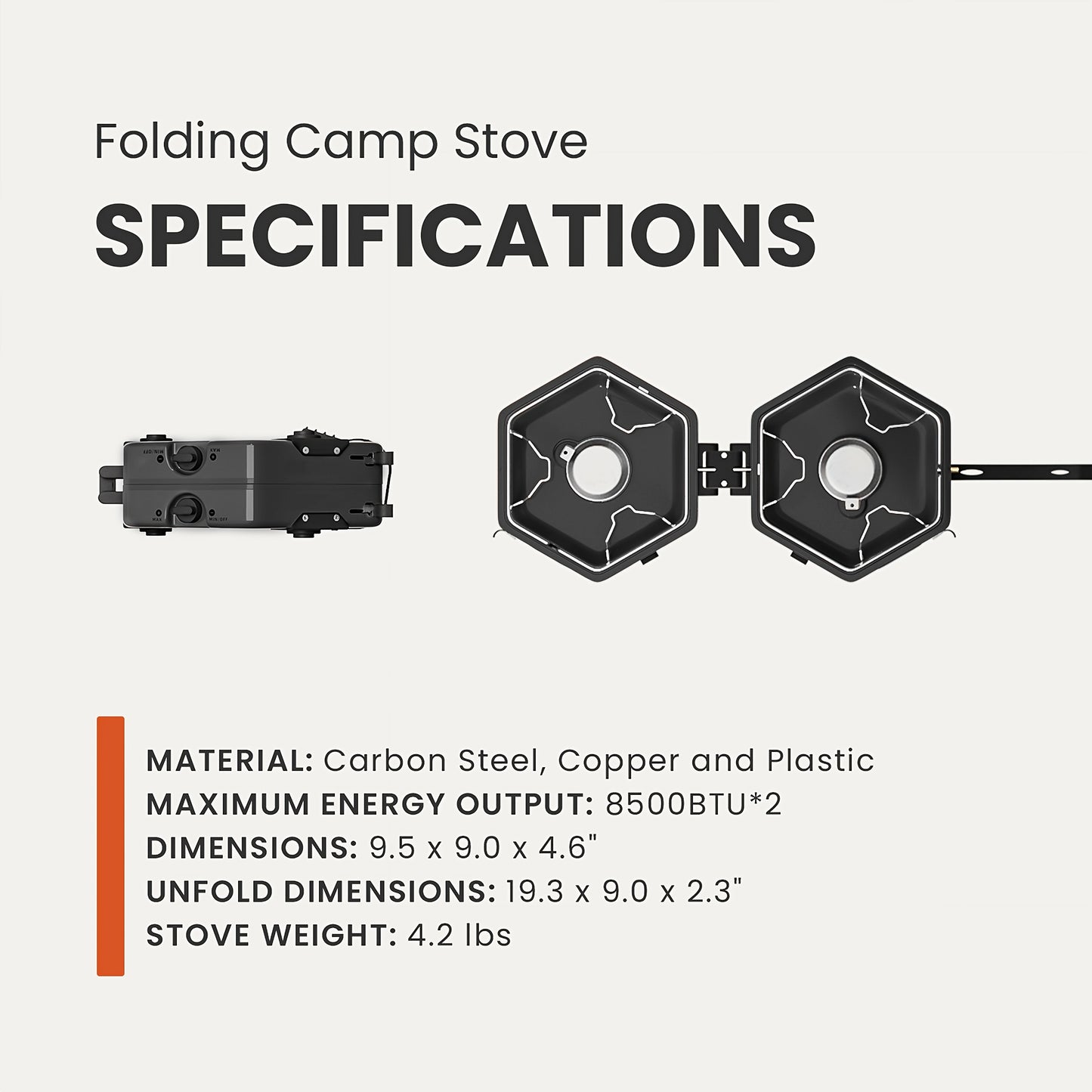 Portable Propane Camp Stove Two Burner With Piezo Ignition