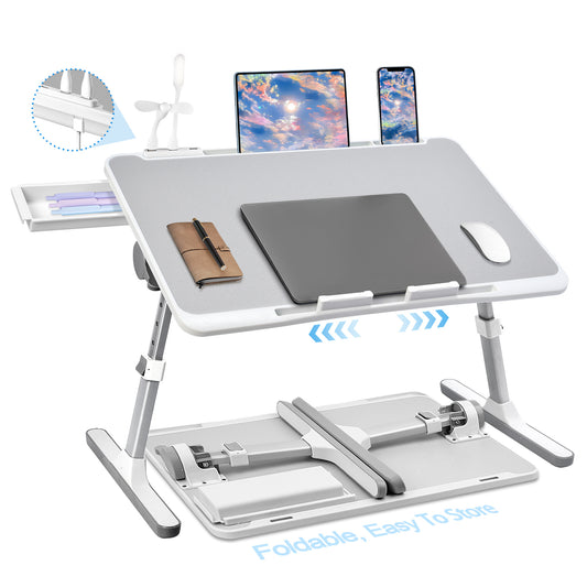 FWPP Adjustable Laptop Lap Desk Stand For Bed USB Light