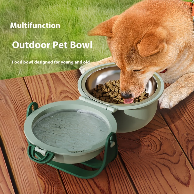 Portable Foldable Pet Travel Bowl With Secure Lid Design