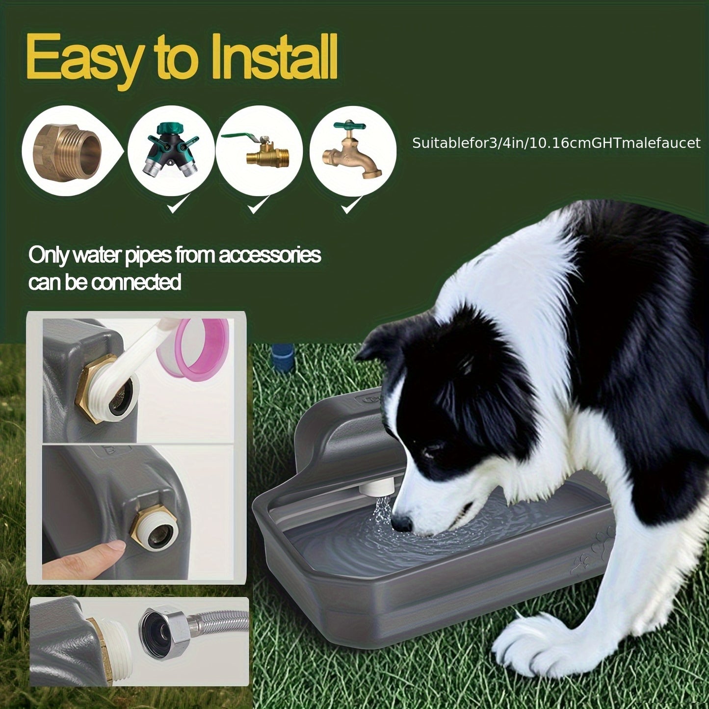 Automatic Dog Water Fountain Drinking Area Splash Proof