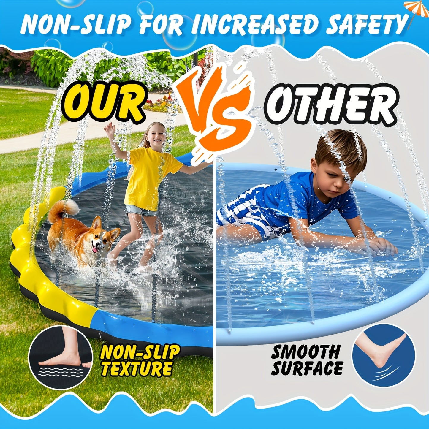 Heavy Duty Non-Slip Splash Pad for Kids and Dogs