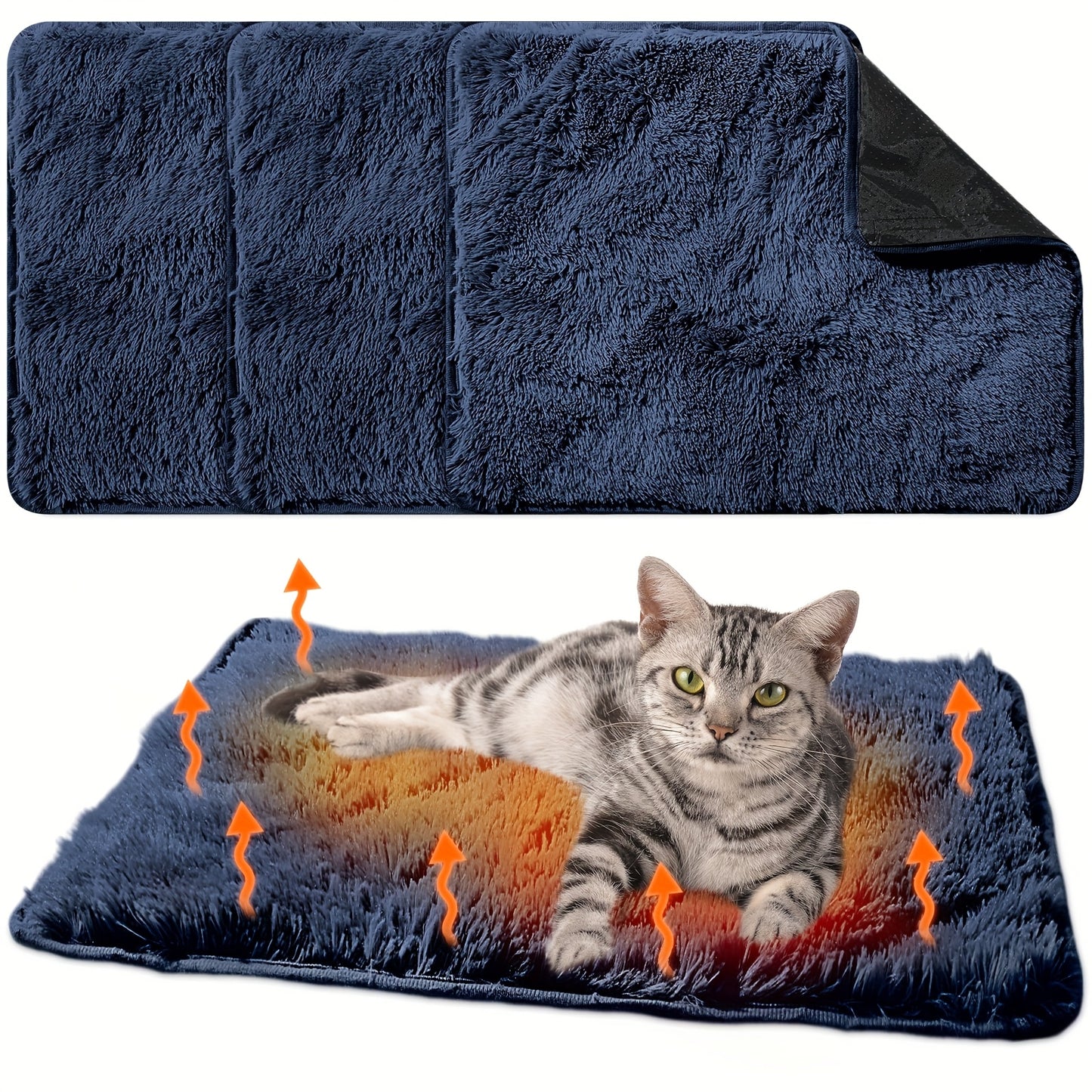 Self Warming Pet Calming Pad With Faux Fur Plush Mat