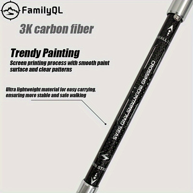 FamilyQL Carbon Fiber Folding Hiking Cane with Quick Lock