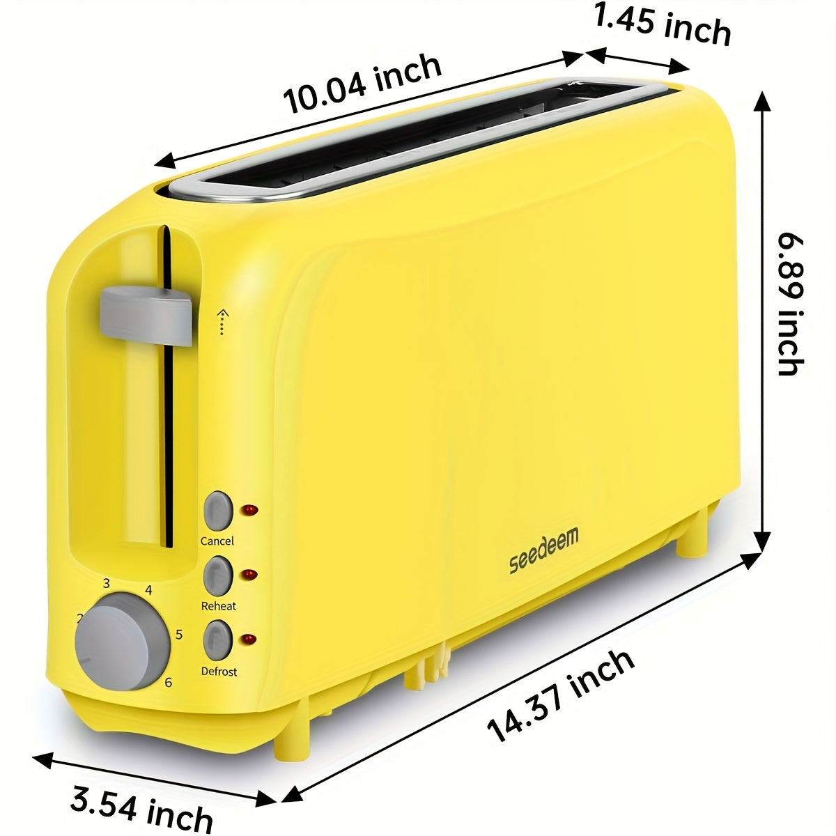 Slim Toaster With 6 Setting Shade Control Removable Tray